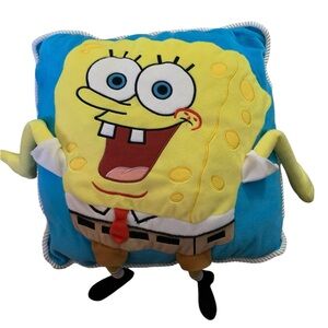 Vintage 2001 SpongeBob Squarepants Plush Pillow 3D 20" Square